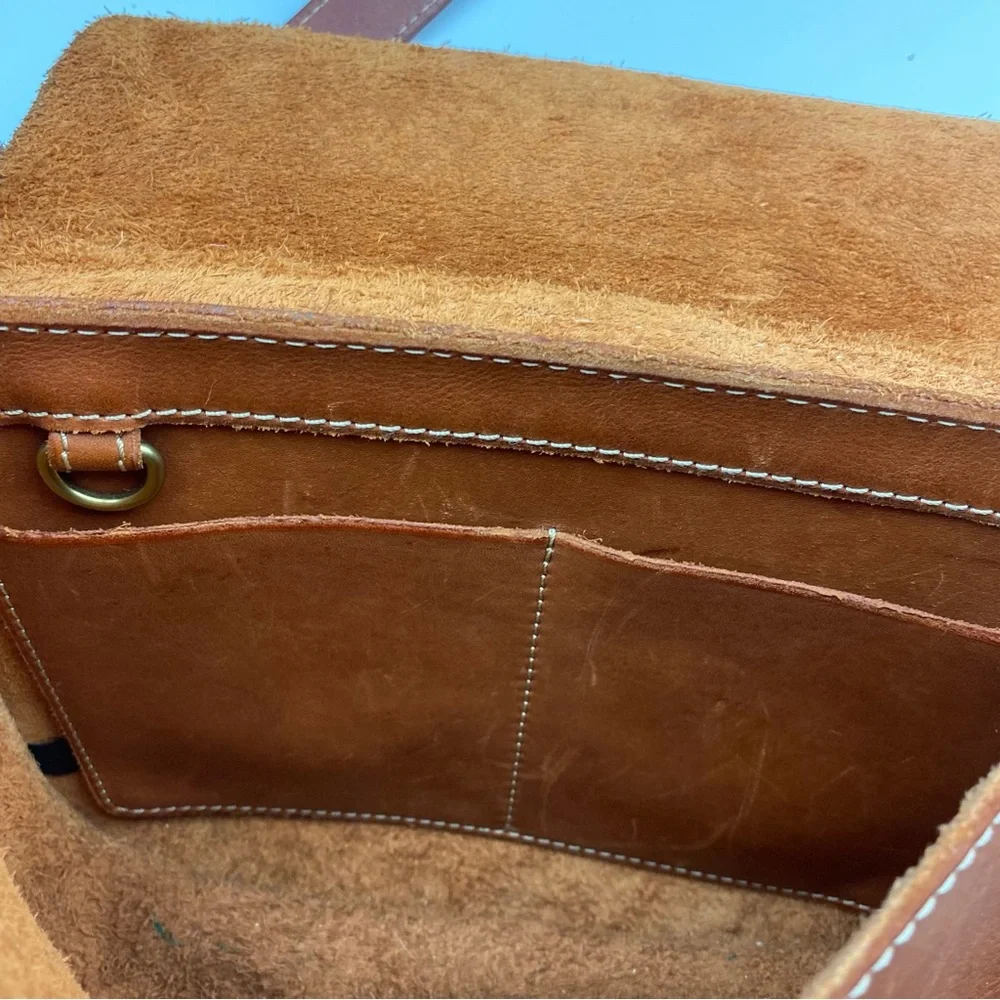 Fossil Bag Austin Large Flap Crossbody Shoulder Brown All Leather Messenger Bag